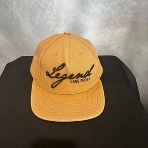 Lane Frost Legend Snapback Hat Mustard Yellow Canvas Flat Brim Mens Cap
